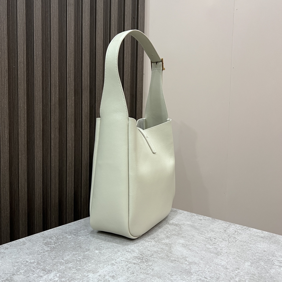  SAINT LAURENT 圣罗兰 YSL LE5A7 Hobo 复古  金色logo 牛皮 流浪包斜挎包 单肩包 小号 女款 复古白 713938-AAAUQ-9207