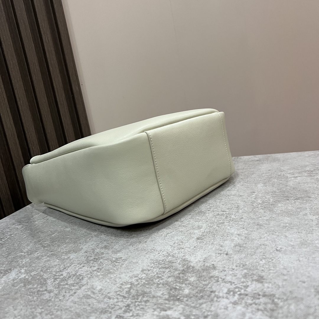  SAINT LAURENT 圣罗兰 YSL LE5A7 Hobo 复古  金色logo 牛皮 流浪包斜挎包 单肩包 小号 女款 复古白 713938-AAAUQ-9207