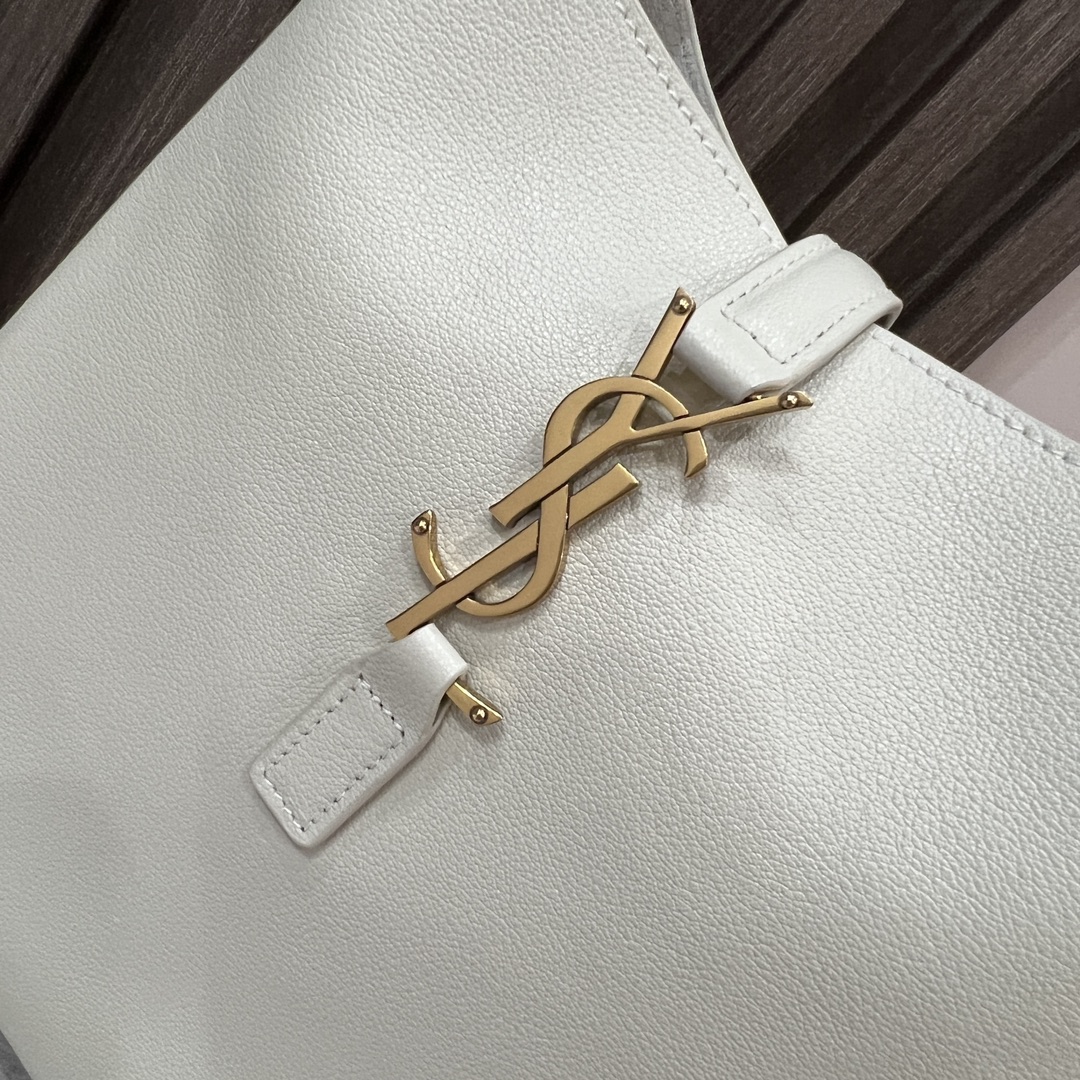  SAINT LAURENT 圣罗兰 YSL LE5A7 Hobo 复古  金色logo 牛皮 流浪包斜挎包 单肩包 小号 女款 复古白 713938-AAAUQ-9207