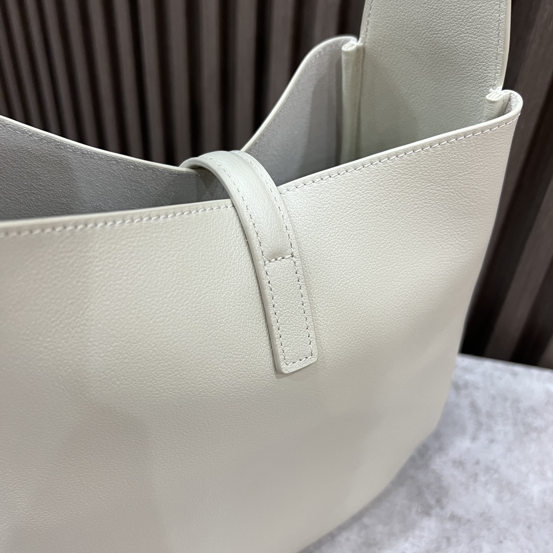  SAINT LAURENT 圣罗兰 YSL LE5A7 Hobo 复古  金色logo 牛皮 流浪包斜挎包 单肩包 小号 女款 复古白 713938-AAAUQ-9207