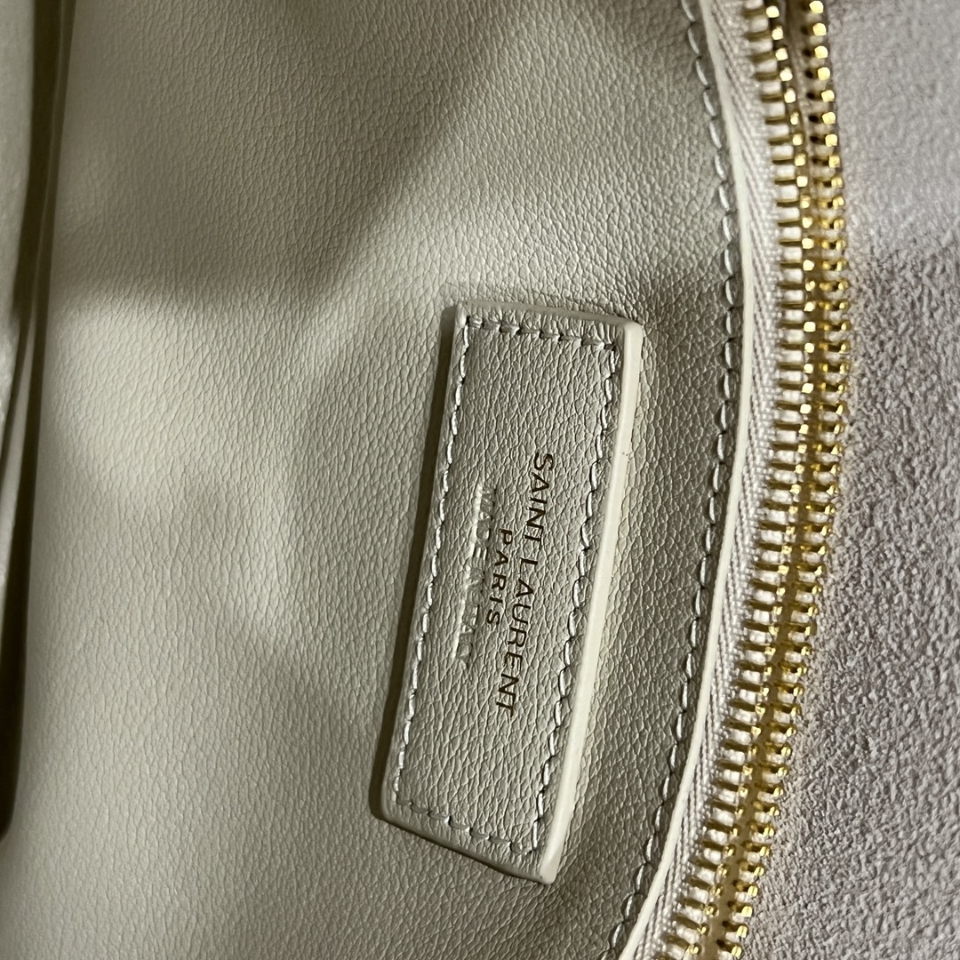  SAINT LAURENT 圣罗兰 YSL LE5A7 Hobo 复古  金色logo 牛皮 流浪包斜挎包 单肩包 小号 女款 复古白 713938-AAAUQ-9207