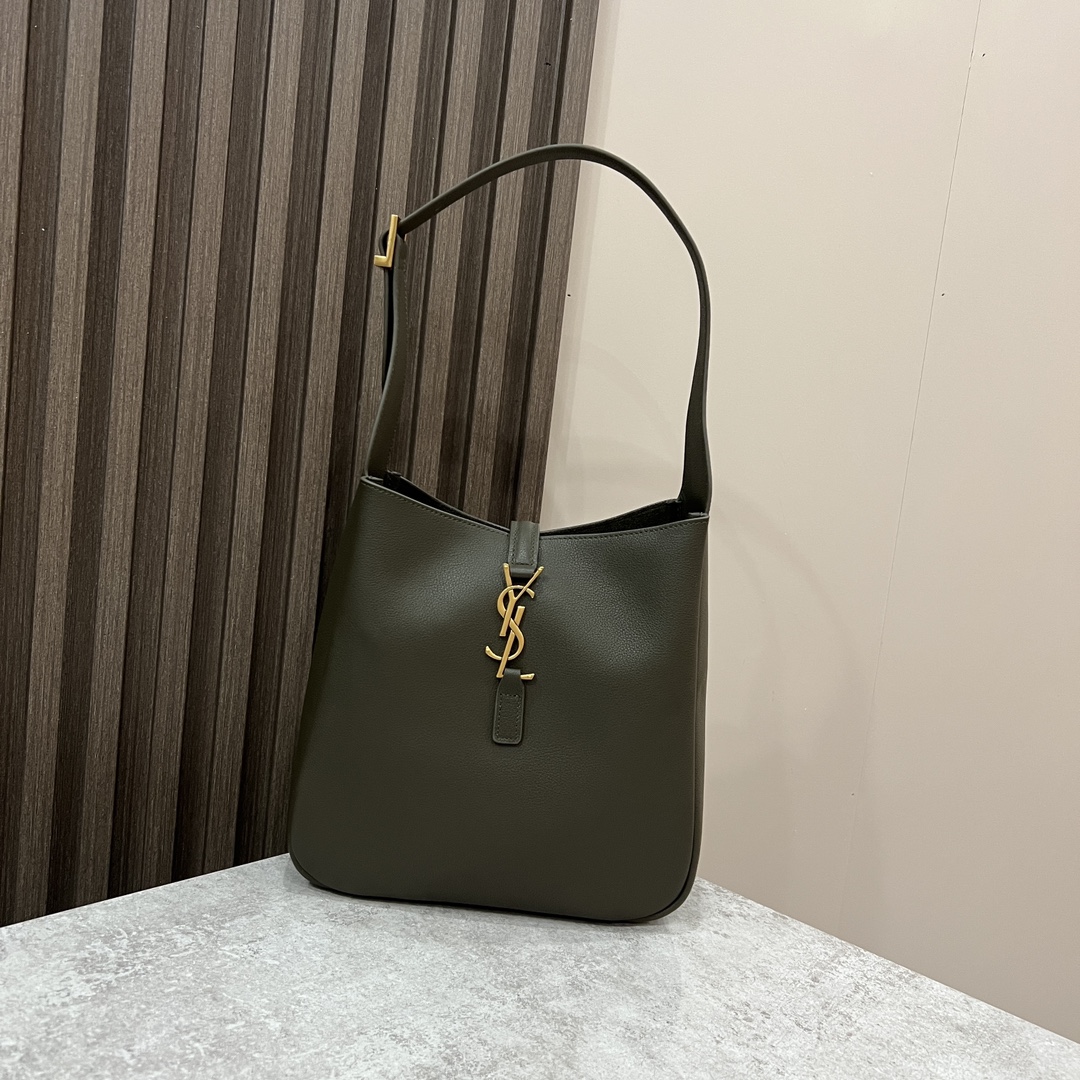  SAINT LAURENT 圣罗兰 YSL LE5A7 Hobo 复古  金色logo 牛皮 流浪包斜挎包 单肩包 小号 女款 苔藓绿 713938-AAAUQ-3212