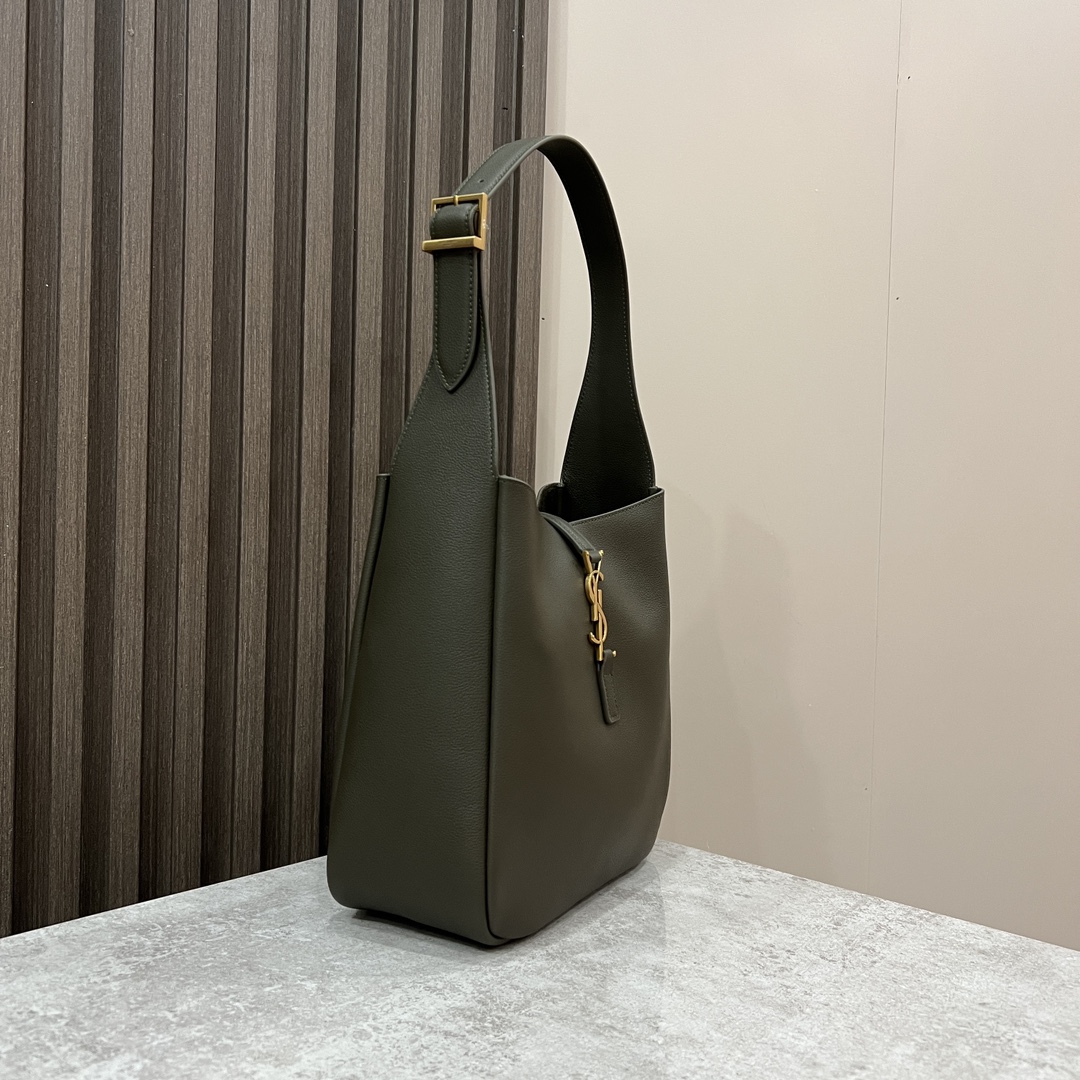  SAINT LAURENT 圣罗兰 YSL LE5A7 Hobo 复古  金色logo 牛皮 流浪包斜挎包 单肩包 小号 女款 苔藓绿 713938-AAAUQ-3212
