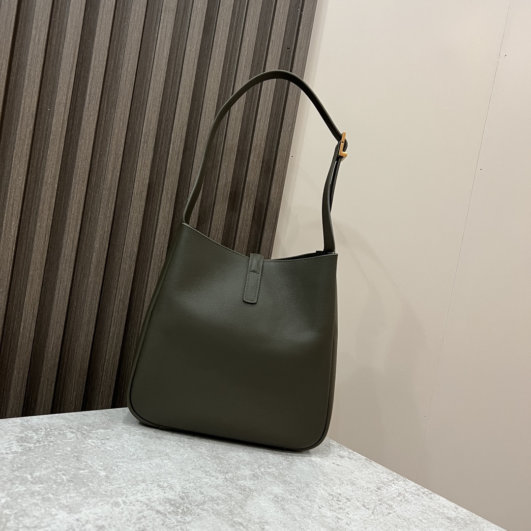  SAINT LAURENT 圣罗兰 YSL LE5A7 Hobo 复古  金色logo 牛皮 流浪包斜挎包 单肩包 小号 女款 苔藓绿 713938-AAAUQ-3212