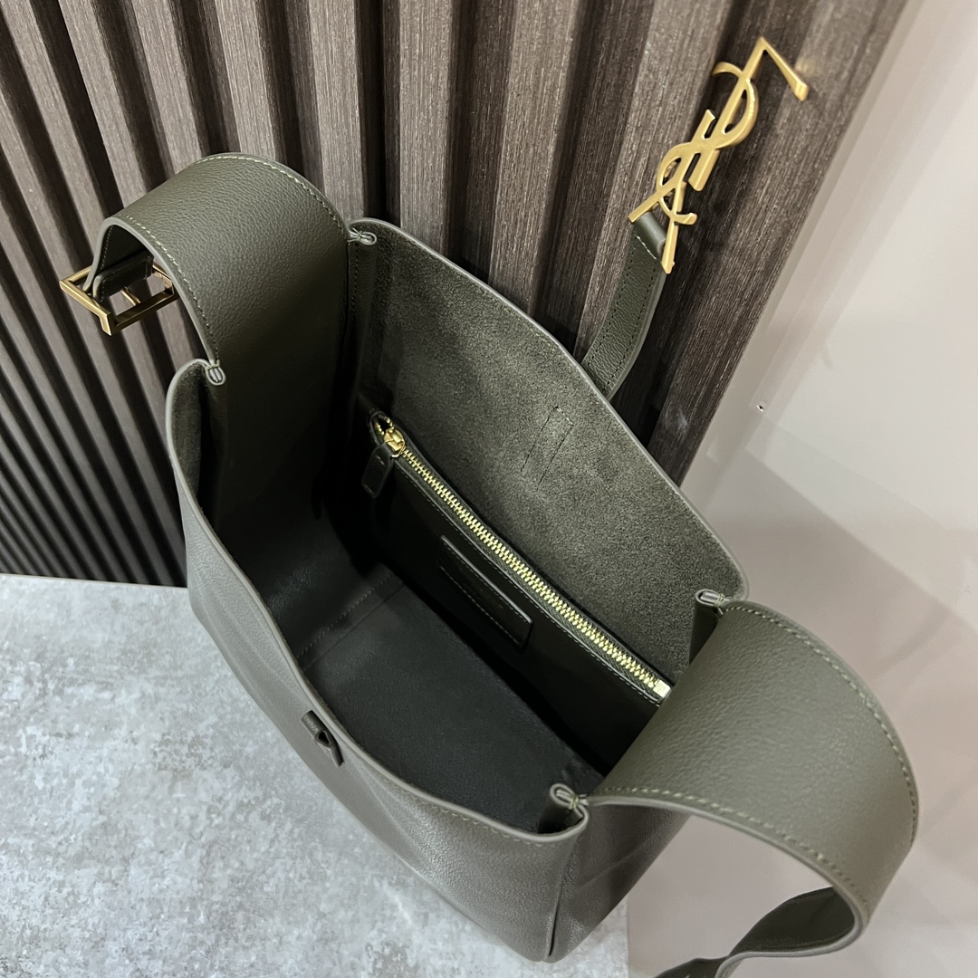  SAINT LAURENT 圣罗兰 YSL LE5A7 Hobo 复古  金色logo 牛皮 流浪包斜挎包 单肩包 小号 女款 苔藓绿 713938-AAAUQ-3212