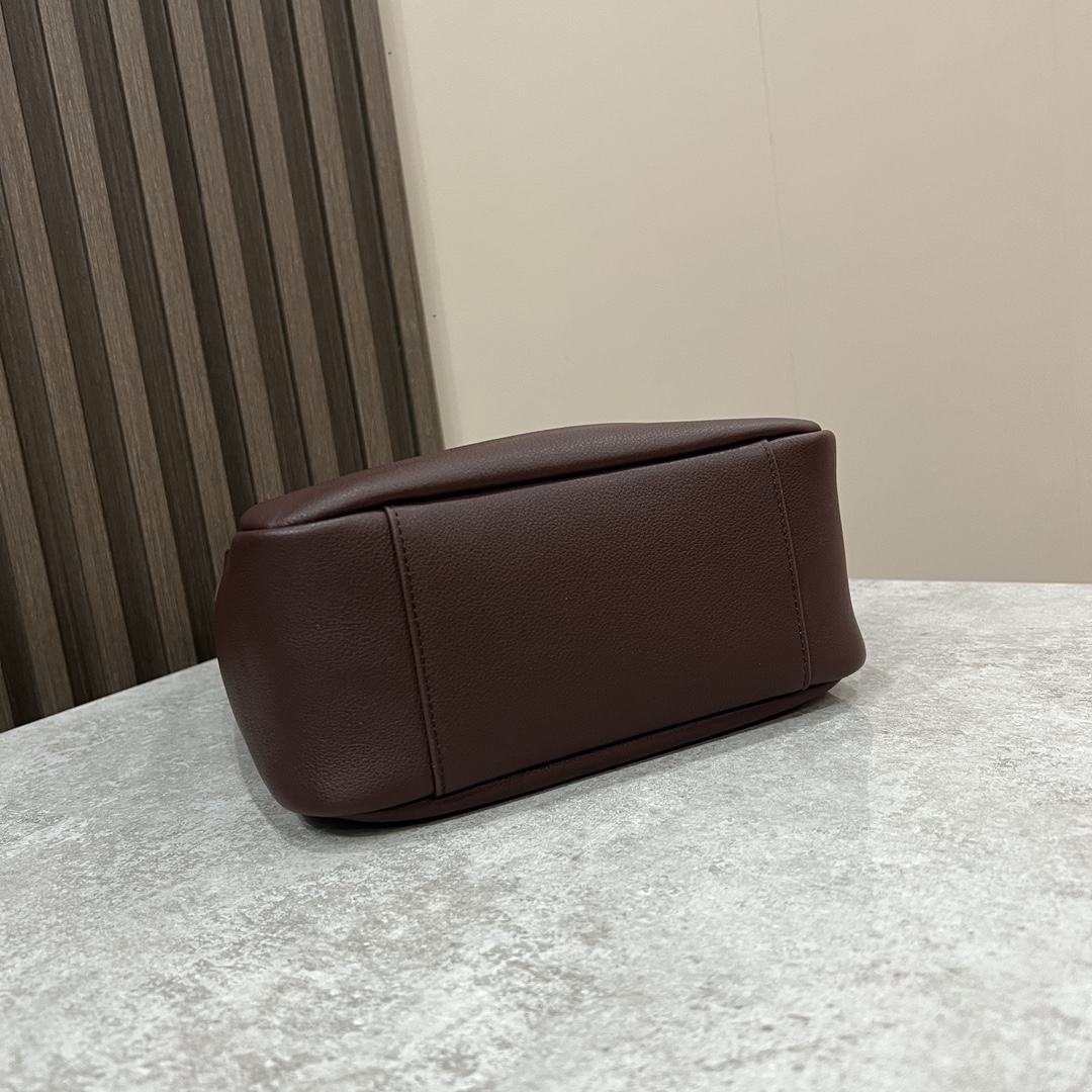  SAINT LAURENT 圣罗兰 YSL LE5A7 Hobo 复古  金色logo 牛皮 流浪包斜挎包 单肩包 小号 女款 酒红色 713938-AAAUQ-6475