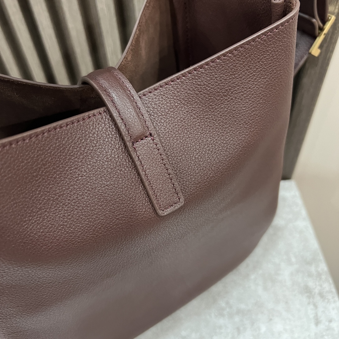  SAINT LAURENT 圣罗兰 YSL LE5A7 Hobo 复古  金色logo 牛皮 流浪包斜挎包 单肩包 小号 女款 酒红色 713938-AAAUQ-6475