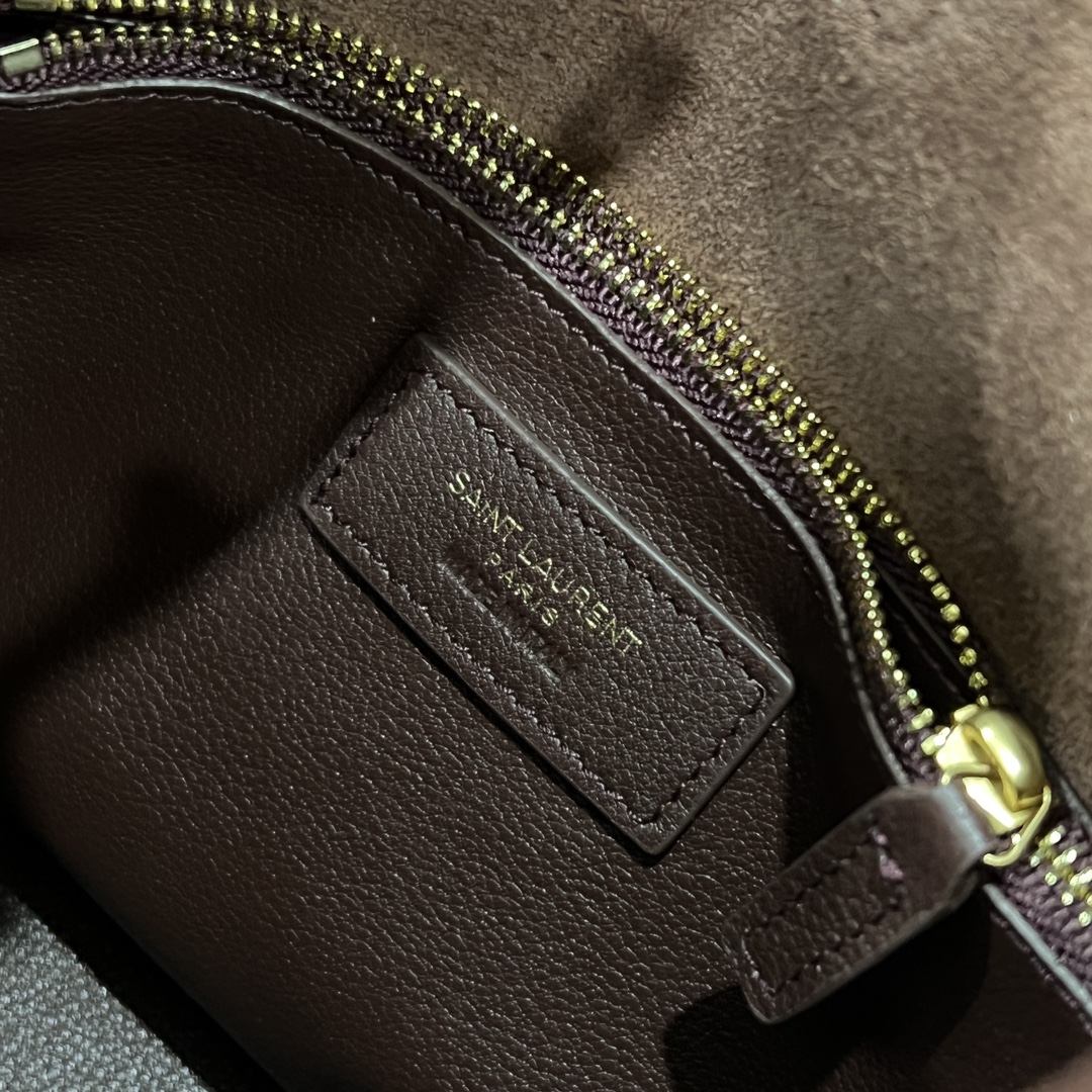  SAINT LAURENT 圣罗兰 YSL LE5A7 Hobo 复古  金色logo 牛皮 流浪包斜挎包 单肩包 小号 女款 酒红色 713938-AAAUQ-6475