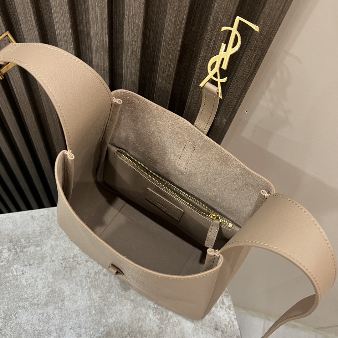  SAINT LAURENT 圣罗兰 YSL LE5A7 Hobo 复古  金色logo 牛皮 流浪包斜挎包 单肩包 小号 女款 灰色  713938-AAAUQ-1722