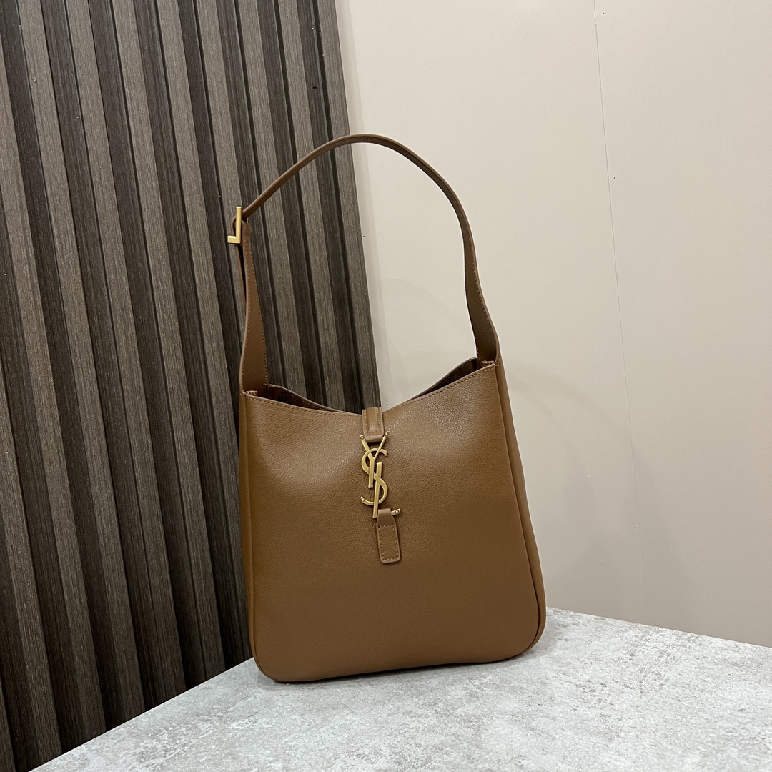  SAINT LAURENT 圣罗兰 YSL LE5A7 Hobo 复古  金色logo 牛皮 流浪包斜挎包 单肩包 小号 女款 狐狸棕色 713938-AAAUQ-2536