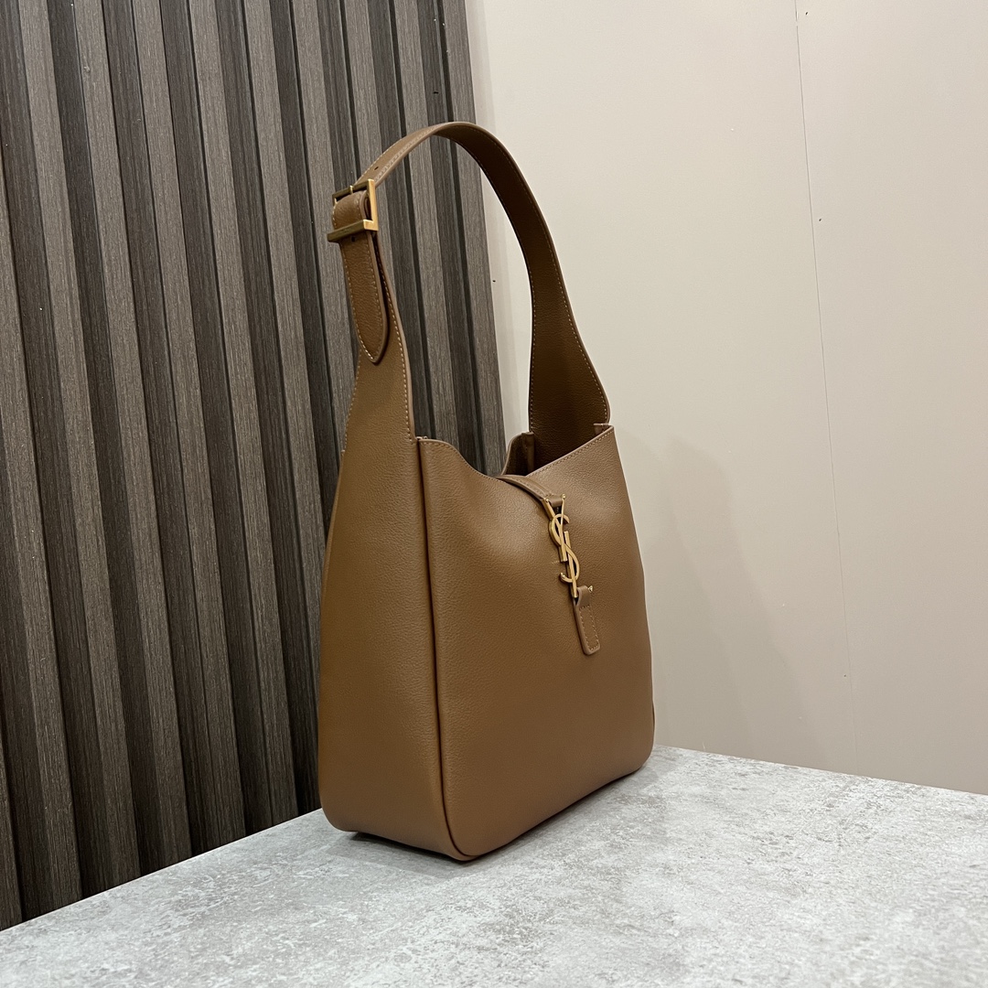  SAINT LAURENT 圣罗兰 YSL LE5A7 Hobo 复古  金色logo 牛皮 流浪包斜挎包 单肩包 小号 女款 狐狸棕色 713938-AAAUQ-2536