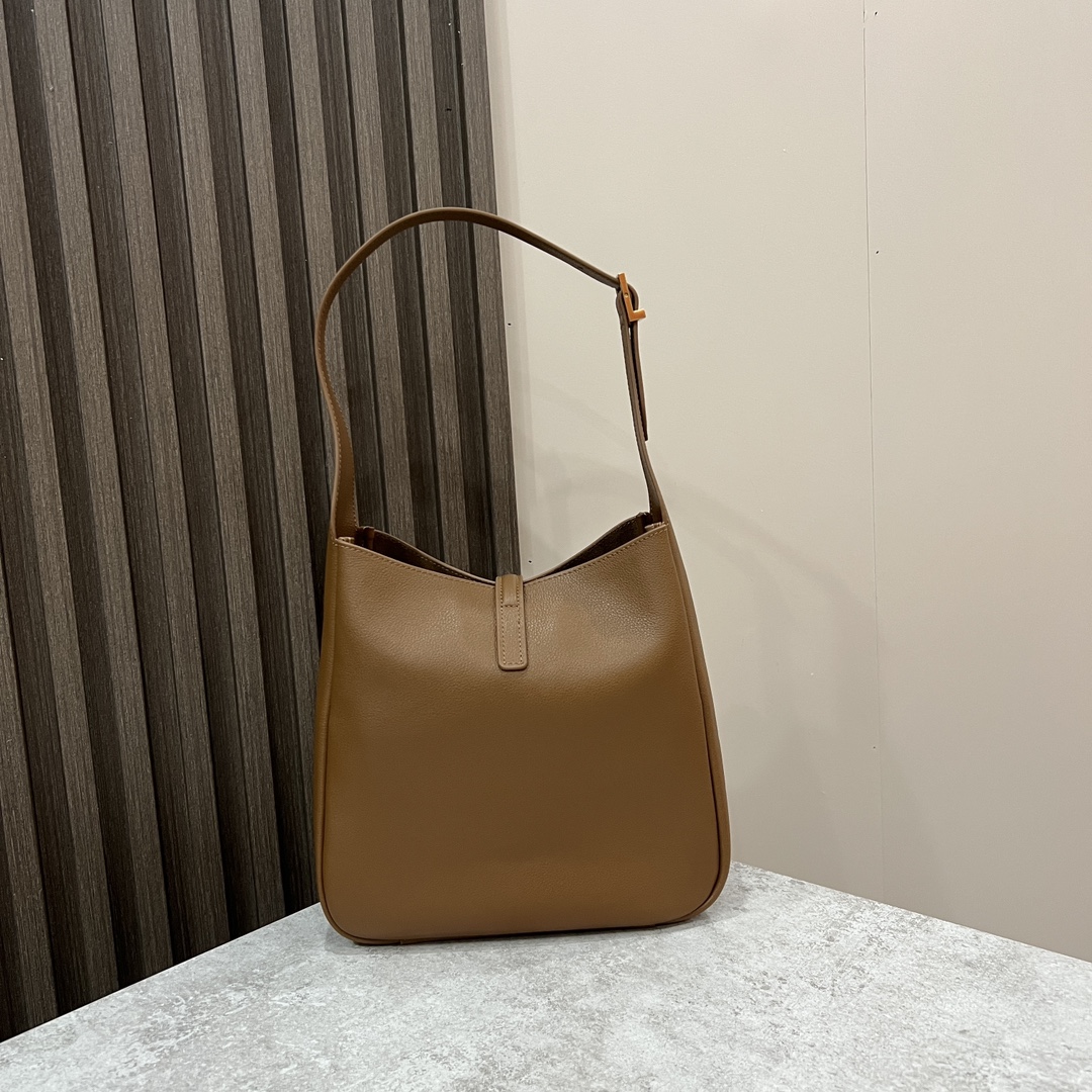  SAINT LAURENT 圣罗兰 YSL LE5A7 Hobo 复古  金色logo 牛皮 流浪包斜挎包 单肩包 小号 女款 狐狸棕色 713938-AAAUQ-2536