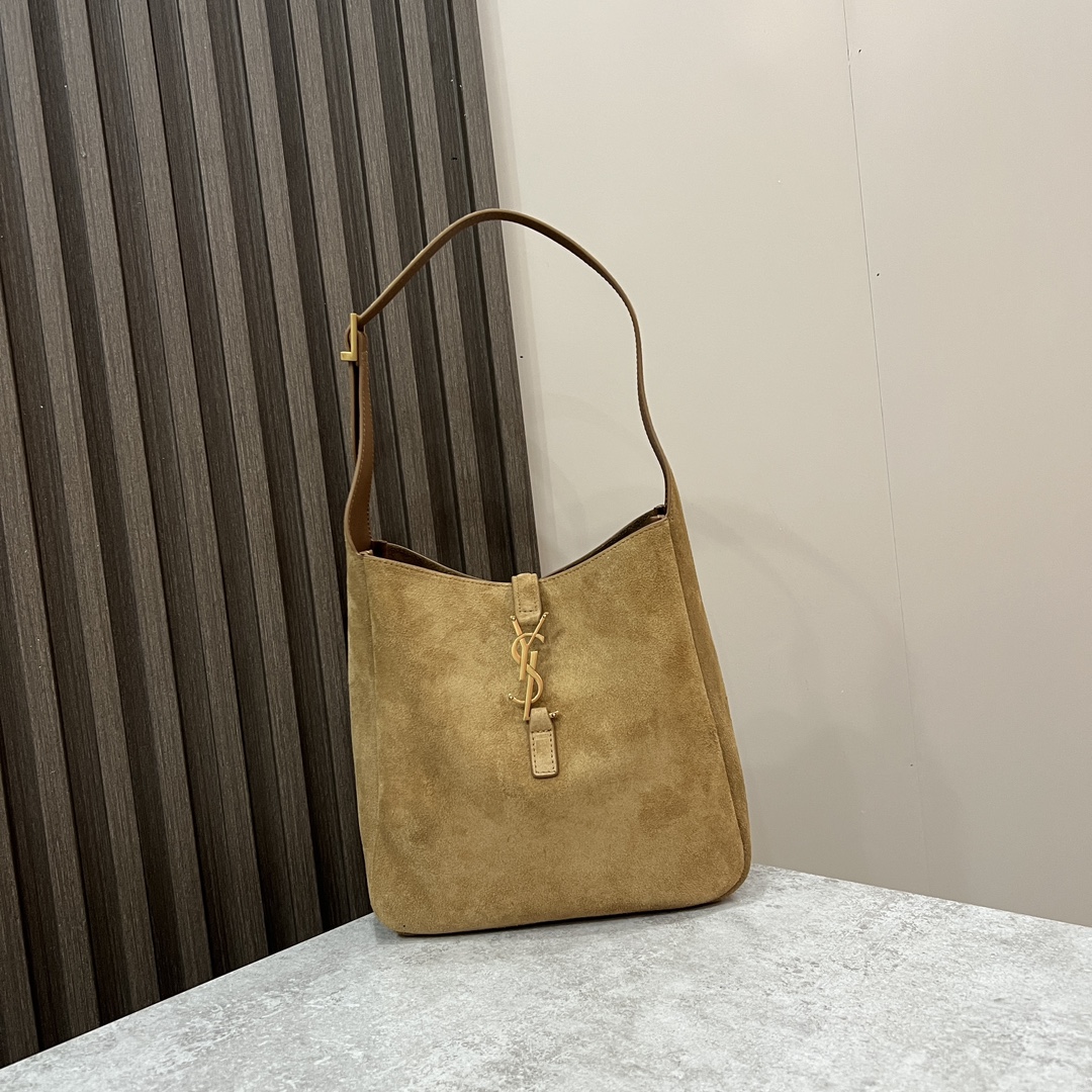  SAINT LAURENT 圣罗兰 YSL LE5A7 Hobo 复古  金色logo 牛皮 流浪包斜挎包 单肩包 小号 女款 大麦棕色