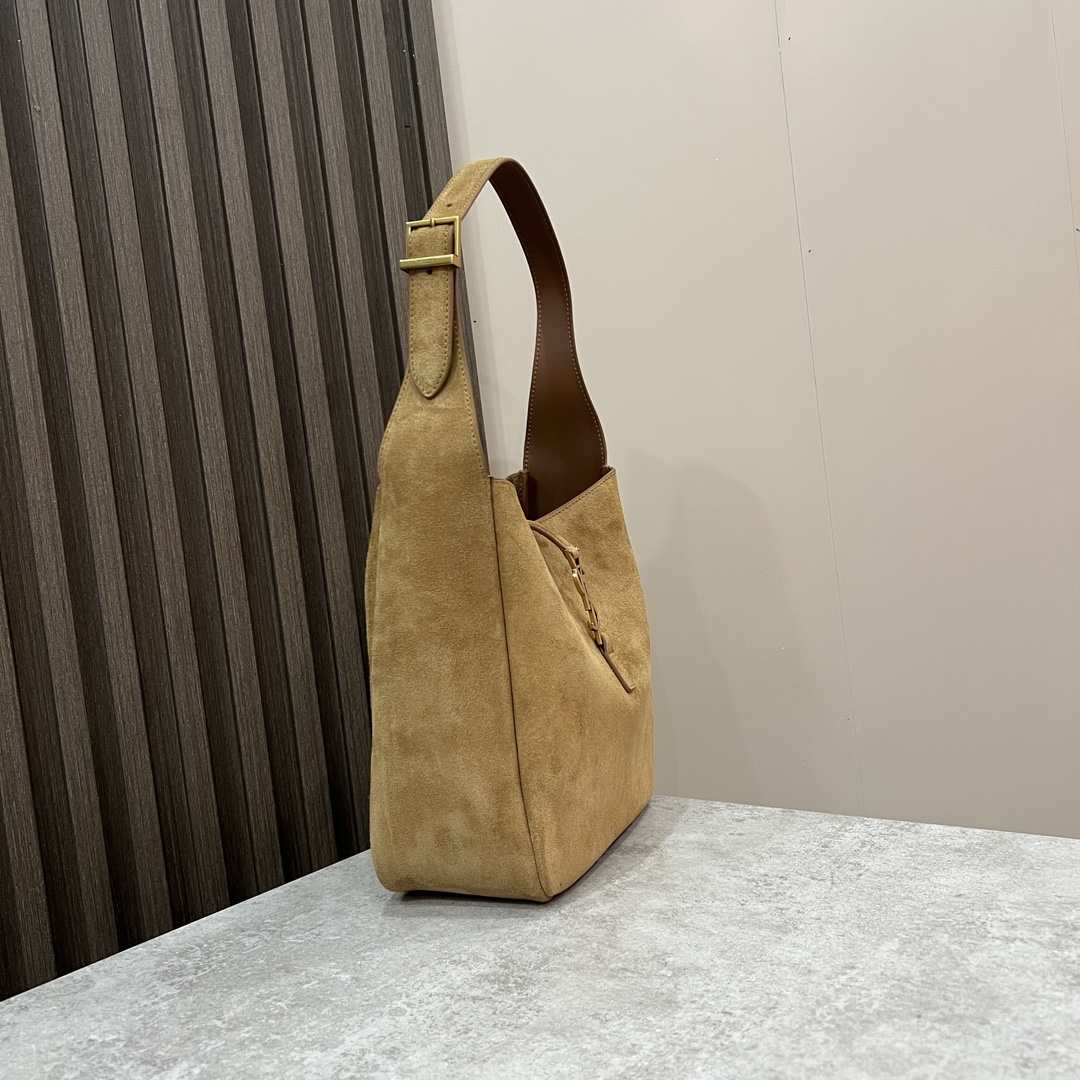  SAINT LAURENT 圣罗兰 YSL LE5A7 Hobo 复古  金色logo 牛皮 流浪包斜挎包 单肩包 小号 女款 大麦棕色