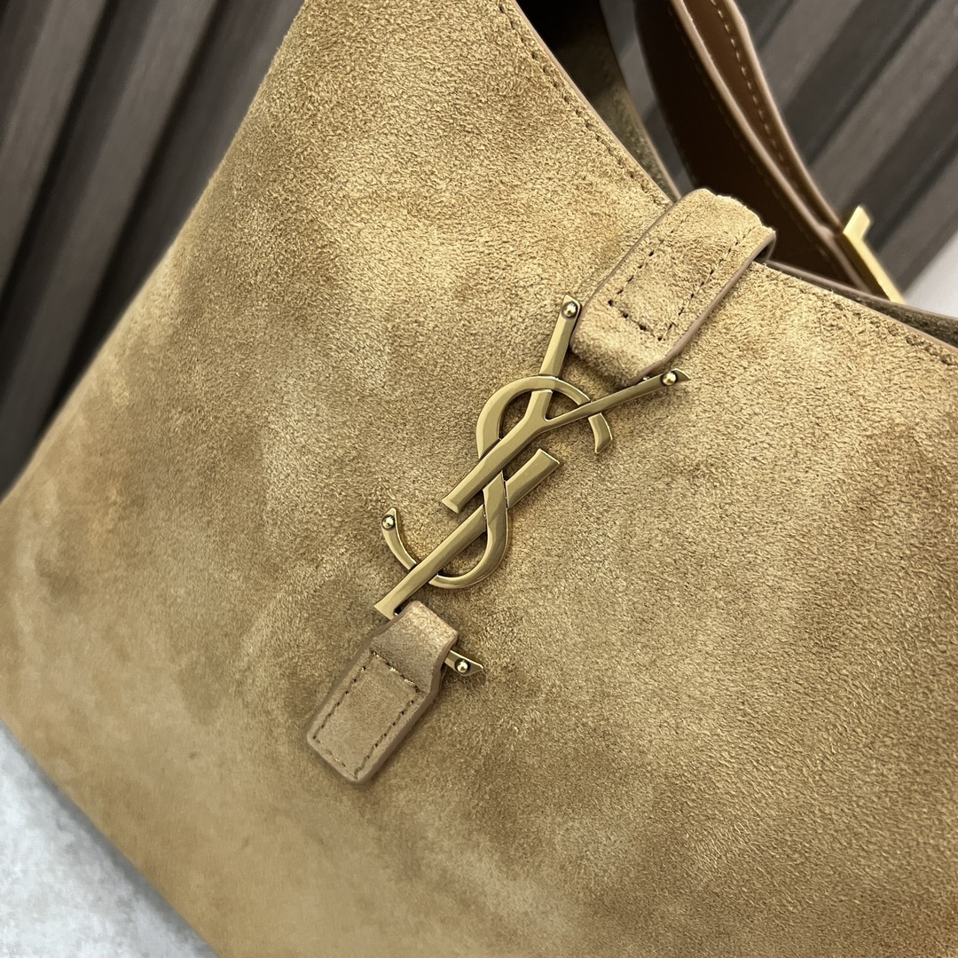  SAINT LAURENT 圣罗兰 YSL LE5A7 Hobo 复古  金色logo 牛皮 流浪包斜挎包 单肩包 小号 女款 大麦棕色