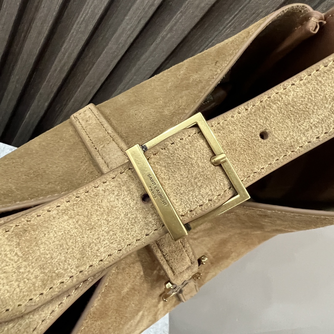  SAINT LAURENT 圣罗兰 YSL LE5A7 Hobo 复古  金色logo 牛皮 流浪包斜挎包 单肩包 小号 女款 大麦棕色
