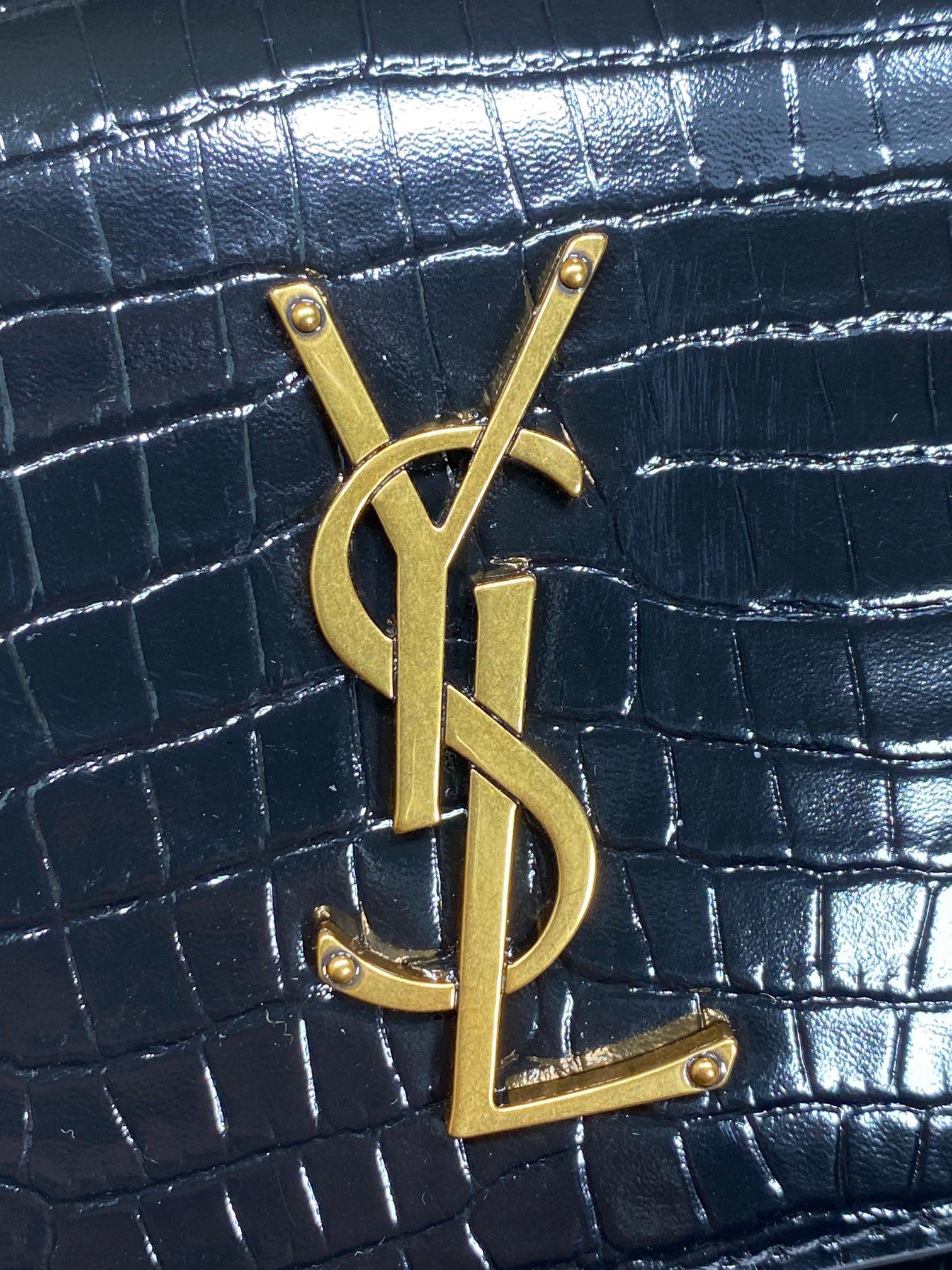 SAINT LAURENT 圣罗兰 YSL Sunset 日落 牛皮 流浪包 斜挎包 单肩包 女款 鳄鱼纹 中号 黑色金标 442906-DND0J-1000