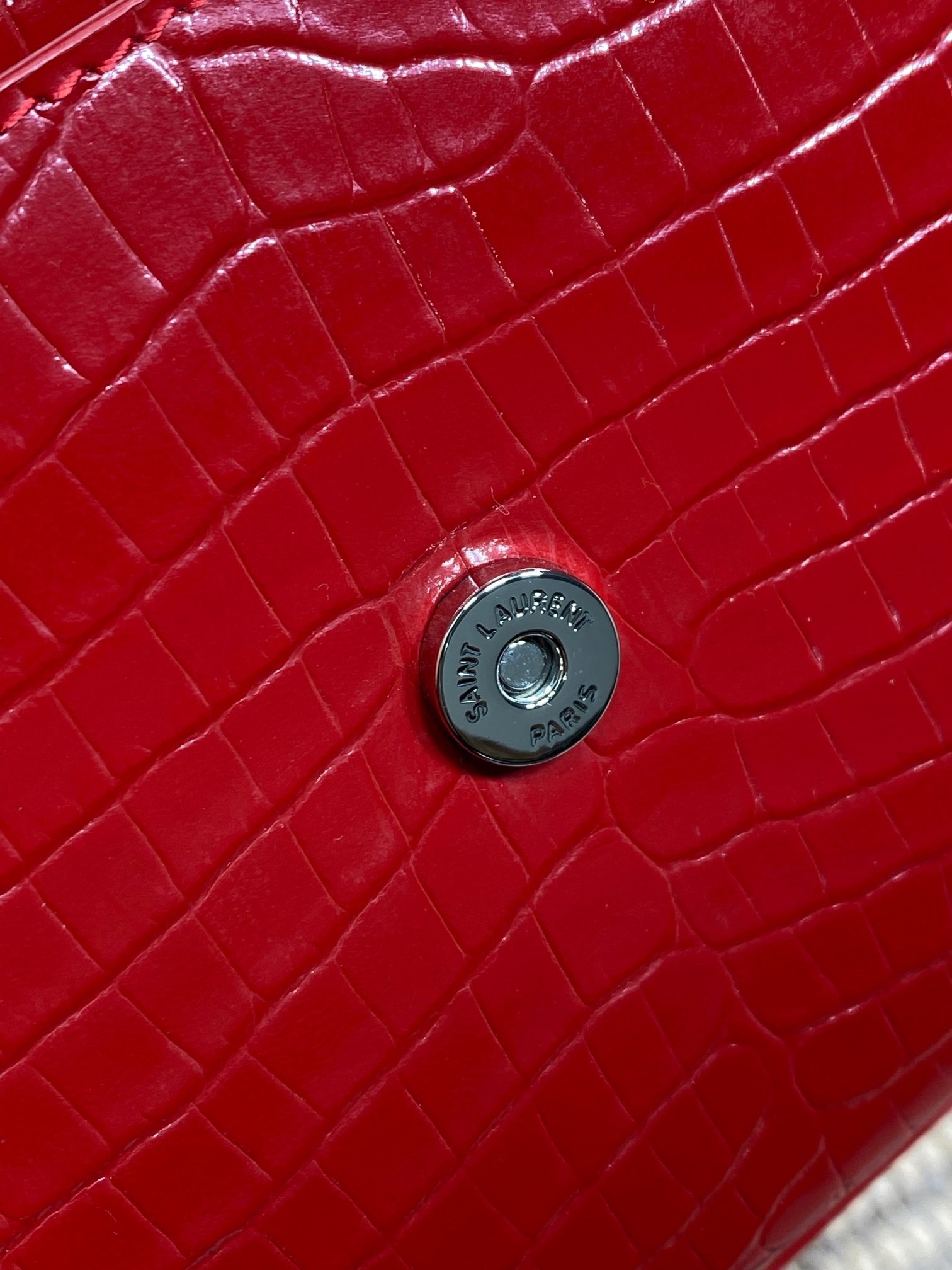 SAINT LAURENT 圣罗兰 YSL Sunset 日落 牛皮 流浪包 斜挎包 单肩包 女款 鳄鱼纹 中号 红色 442906