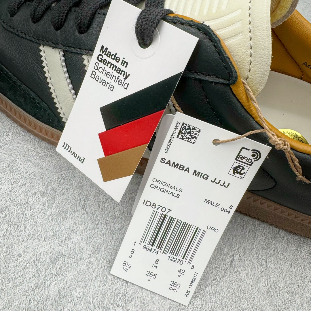 头层皮  jjjjound  adidas originals Samba OG 桑巴 平底鞋 低筒 复古板鞋 休闲鞋 男鞋 女鞋 波鞋  黑色 ID8707 