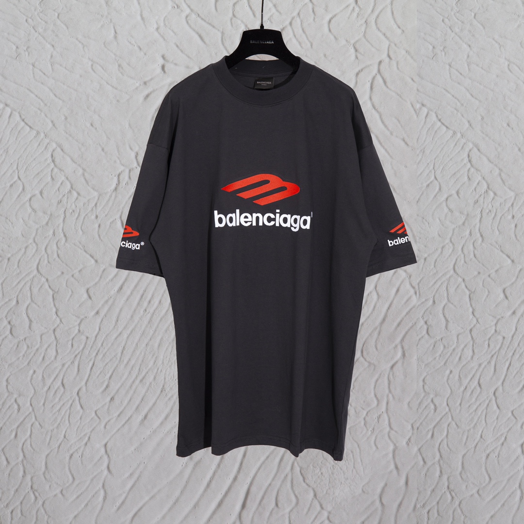  Balenciaga 巴黎世家 3B刺绣 字母logo印花短袖 T恤 夏季 黑色  