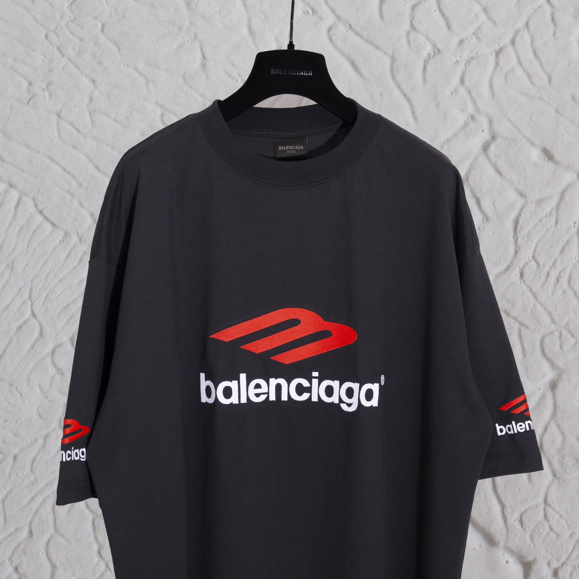  Balenciaga 巴黎世家 3B刺绣 字母logo印花短袖 T恤 夏季 黑色  
