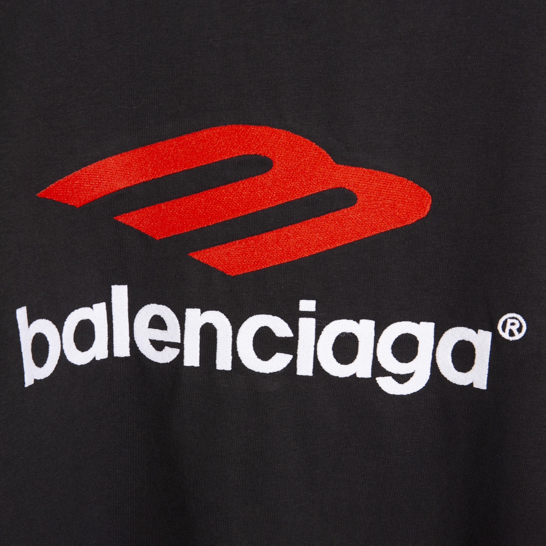 Balenciaga 巴黎世家 3B刺绣 字母logo印花短袖 T恤 夏季 黑色  