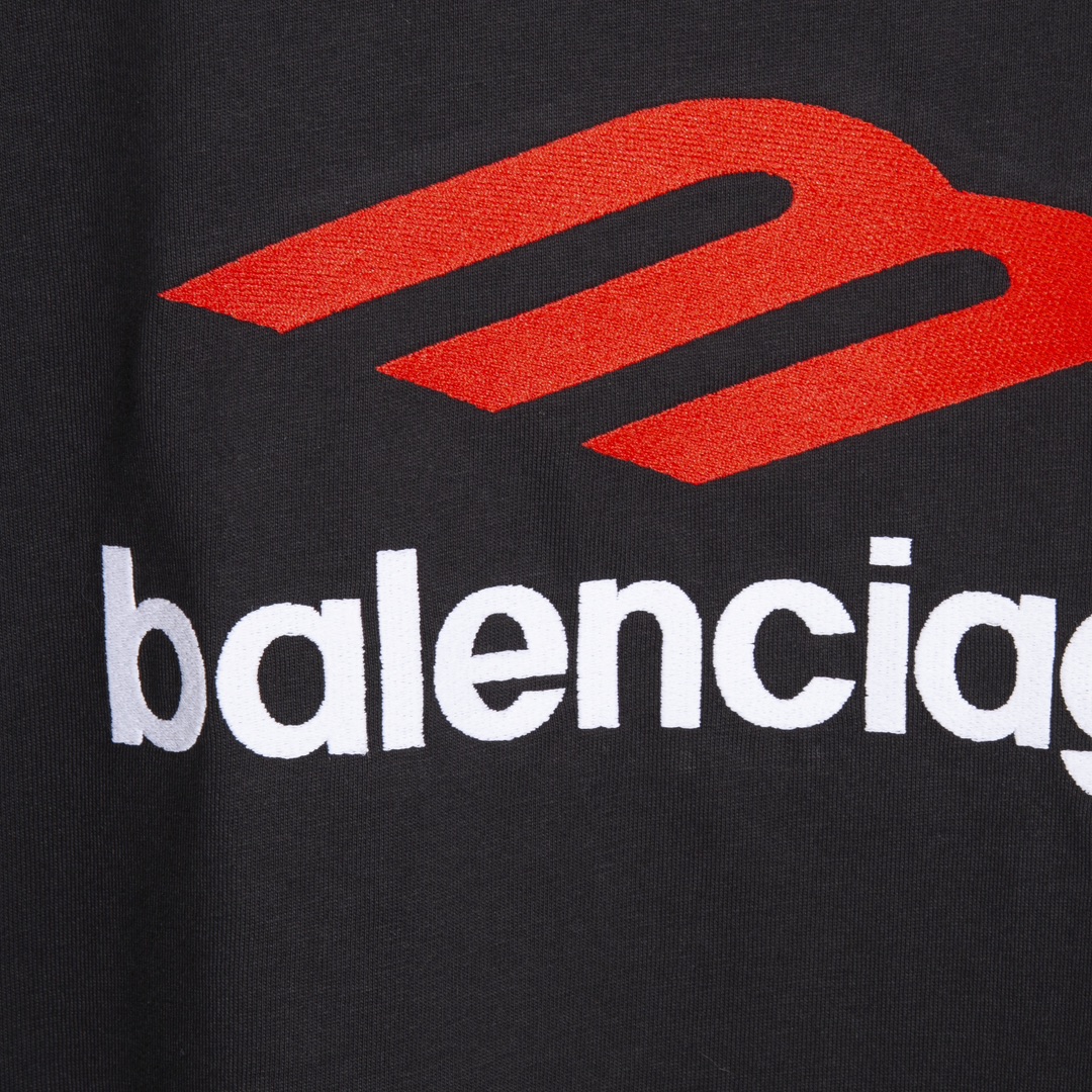  Balenciaga 巴黎世家 3B刺绣 字母logo印花短袖 T恤 夏季 黑色  