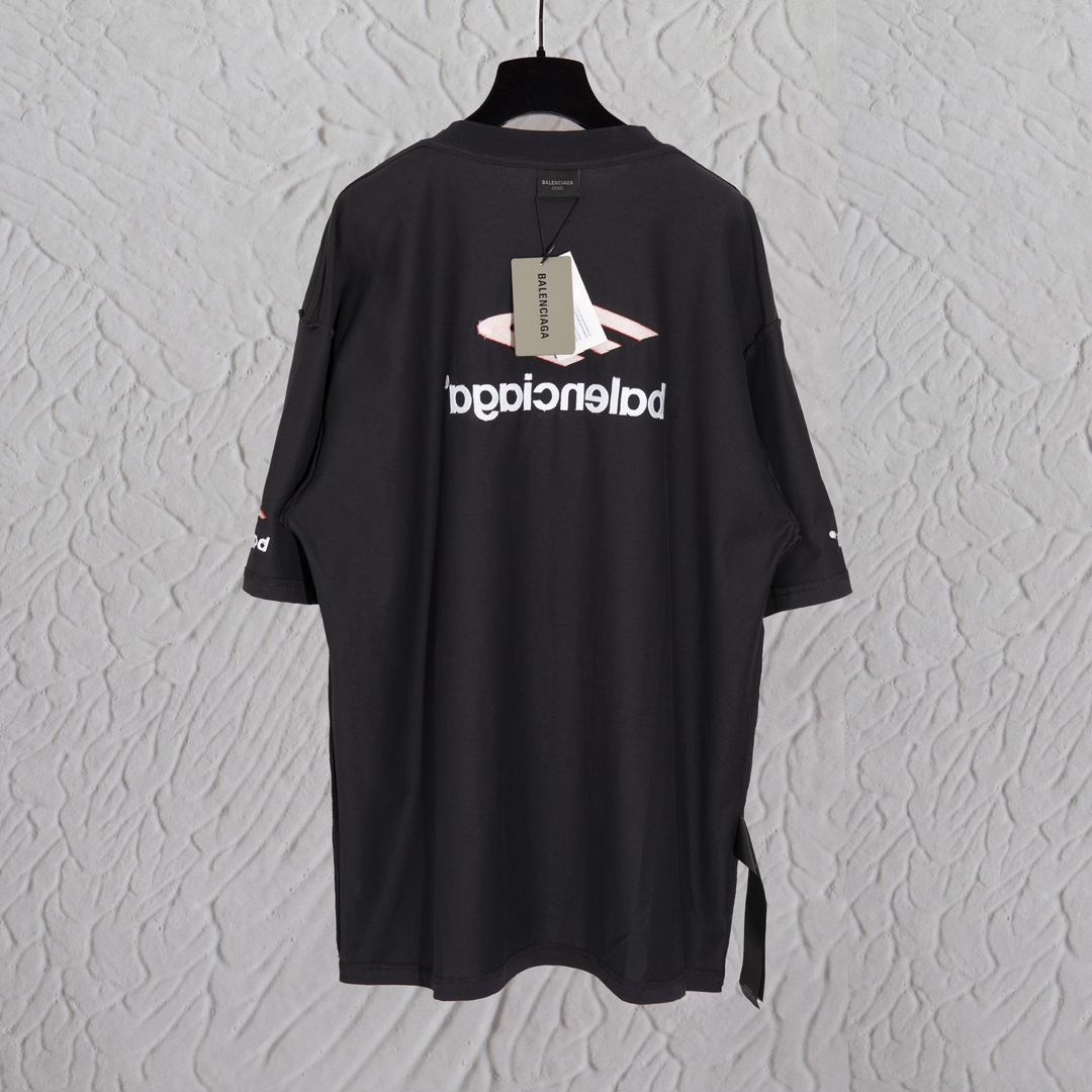 Balenciaga 巴黎世家 3B刺绣 字母logo印花短袖 T恤 夏季 黑色  