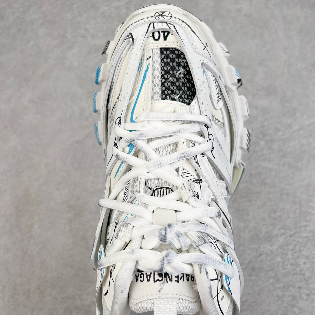 Balenciaga 巴黎世家 Track 1.0  舒适百搭 老爹鞋 运动 复古板鞋 休闲鞋 男鞋 女鞋 白蓝 涂鸦 542023W3SRA9014
