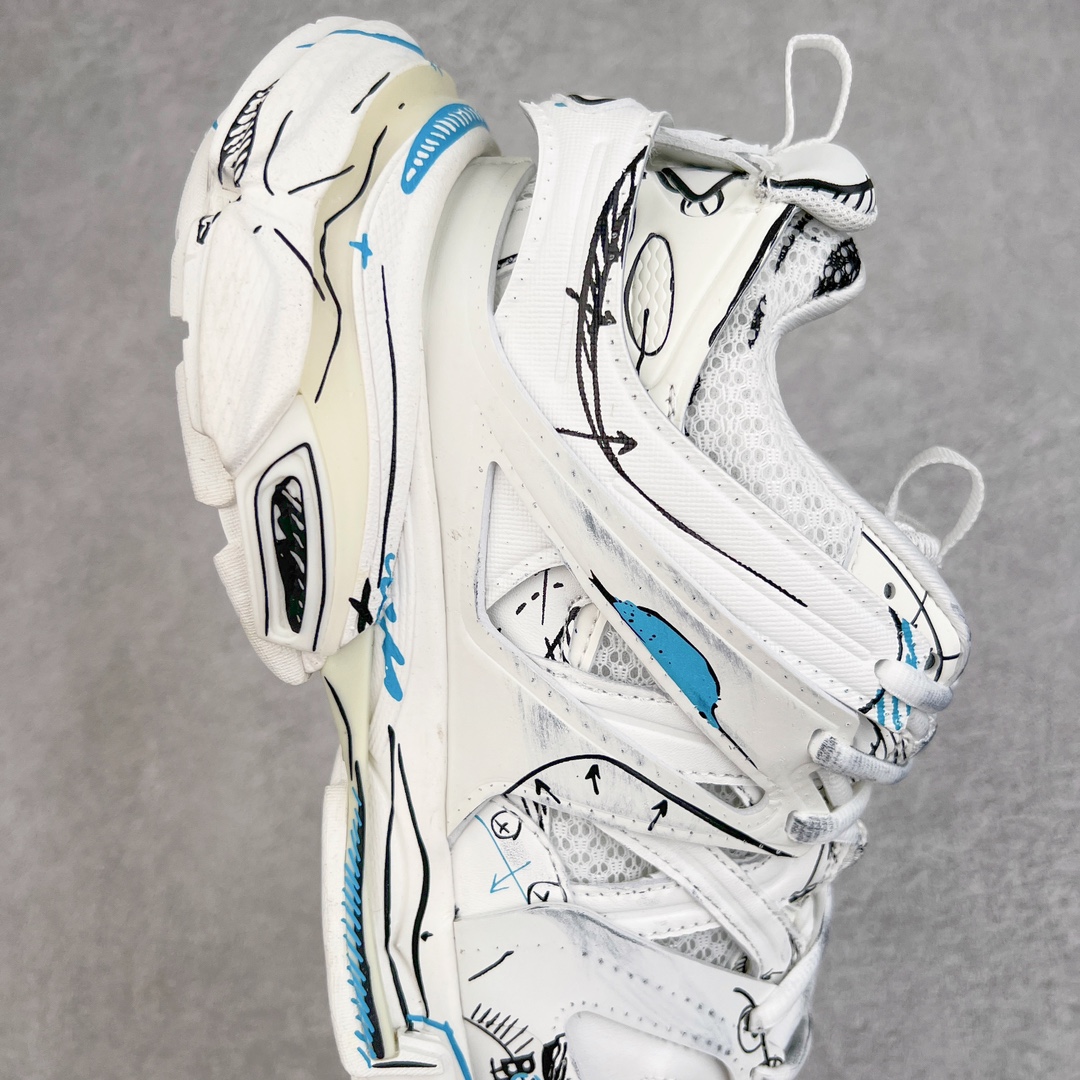Balenciaga 巴黎世家 Track 1.0  舒适百搭 老爹鞋 运动 复古板鞋 休闲鞋 男鞋 女鞋 白蓝 涂鸦 542023W3SRA9014