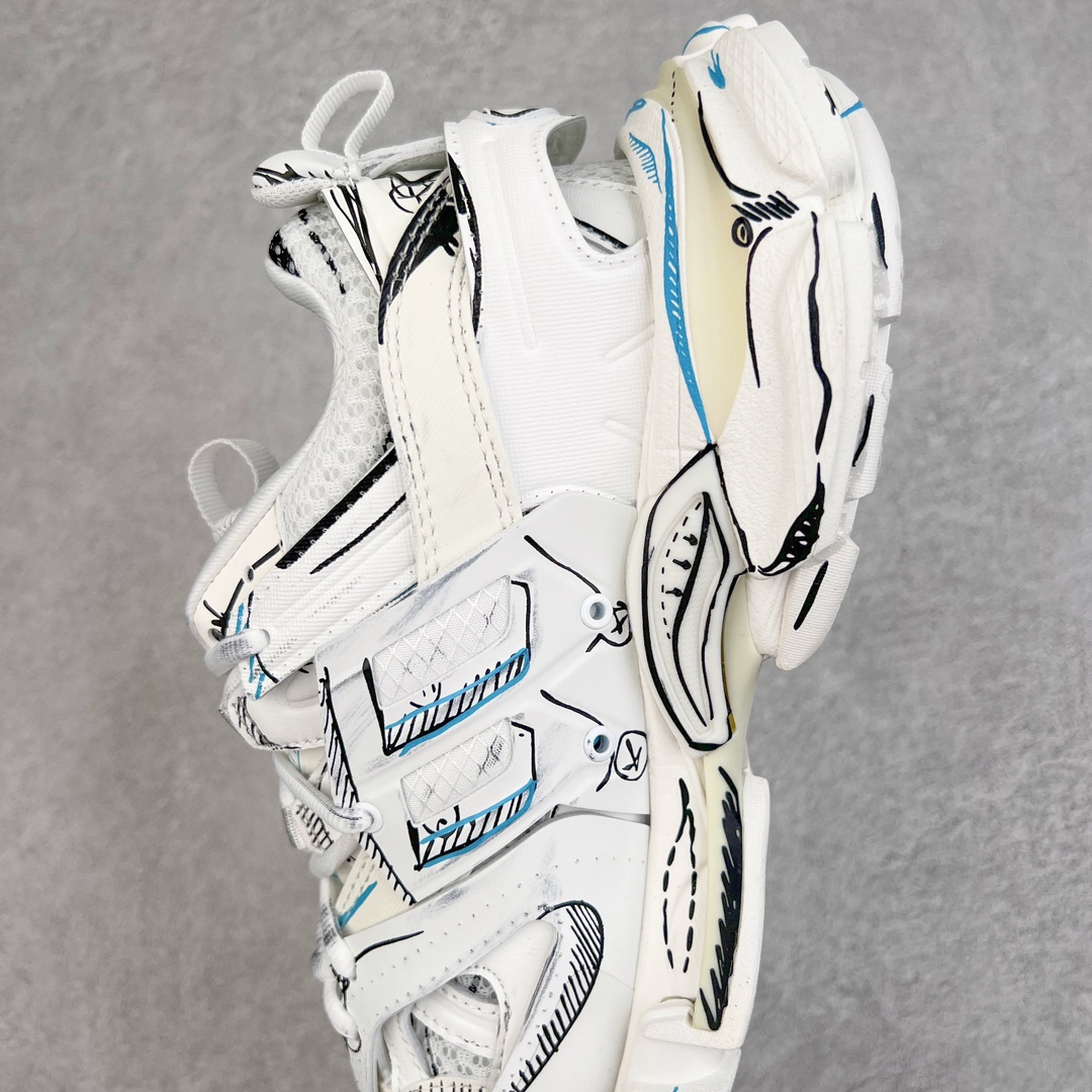 Balenciaga 巴黎世家 Track 1.0  舒适百搭 老爹鞋 运动 复古板鞋 休闲鞋 男鞋 女鞋 白蓝 涂鸦 542023W3SRA9014