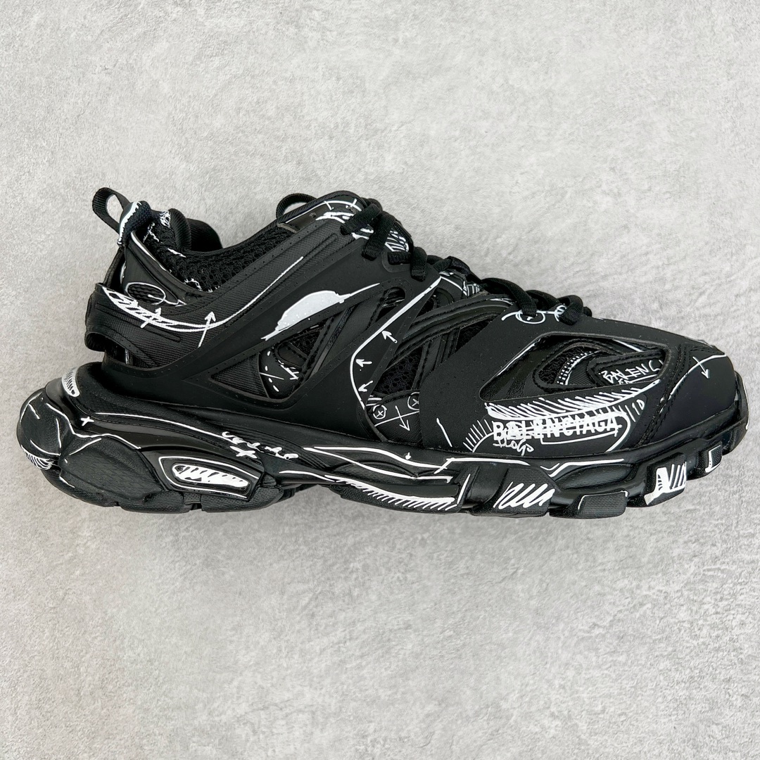 Balenciaga 巴黎世家 Track 1.0  舒适百搭 老爹鞋 运动 复古板鞋 休闲鞋 男鞋 女鞋 黑色 涂鸦 542023W3SRA1090