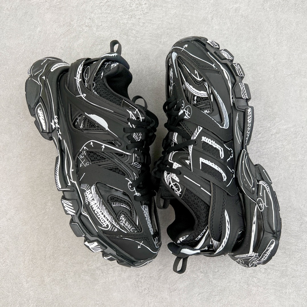 Balenciaga 巴黎世家 Track 1.0  舒适百搭 老爹鞋 运动 复古板鞋 休闲鞋 男鞋 女鞋 黑色 涂鸦 542023W3SRA1090