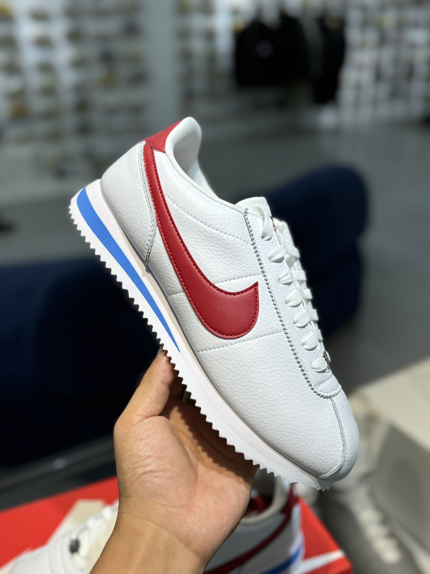 Nike Classic Cortez Leather 阿甘 低筒 复古初代皮革慢跑鞋 休闲鞋 波鞋 白红 FZ1347-100