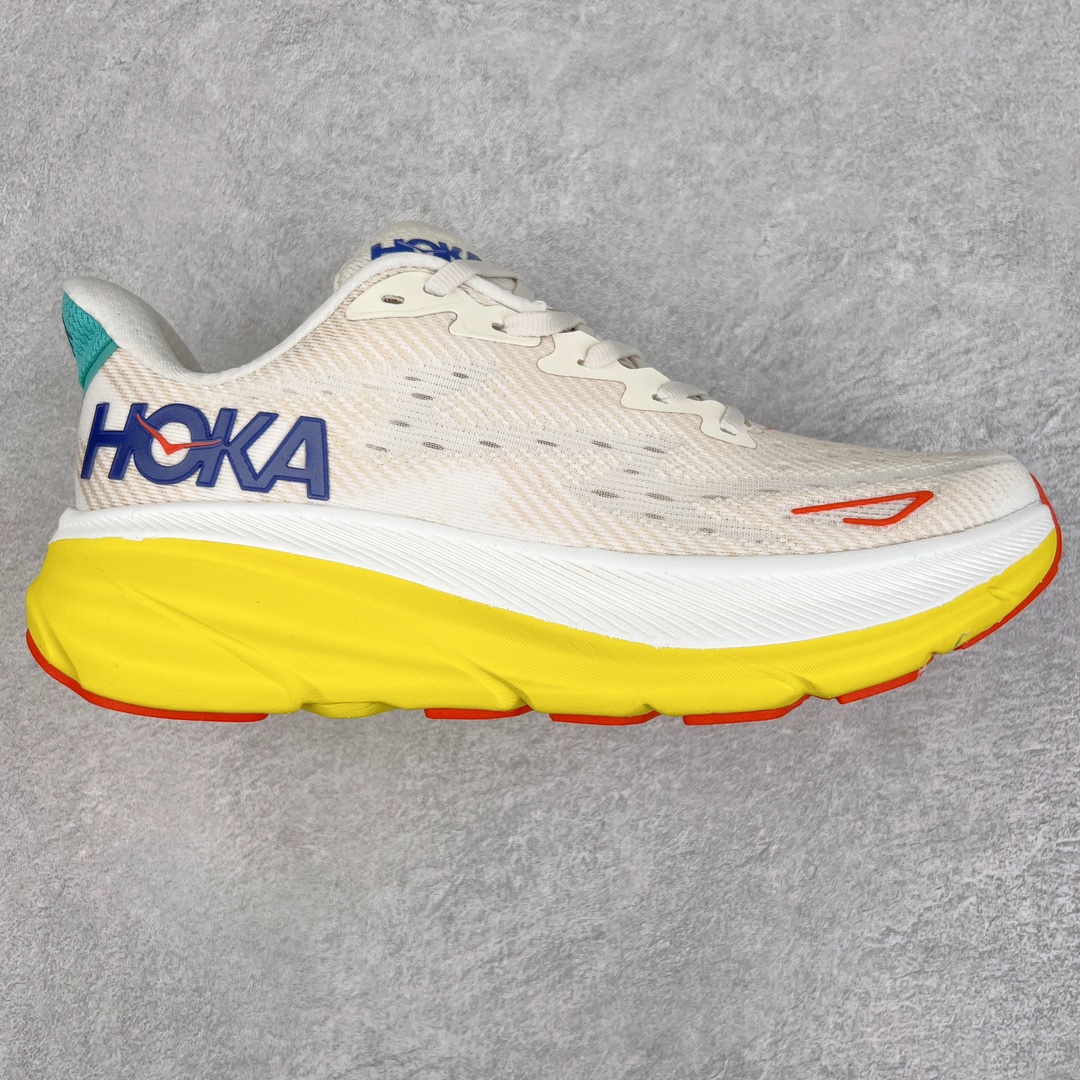  Hoka ONE ONE Clifton 9 低筒 舒适运动 防滑耐磨 透气跑步鞋 运动 波鞋  米黄