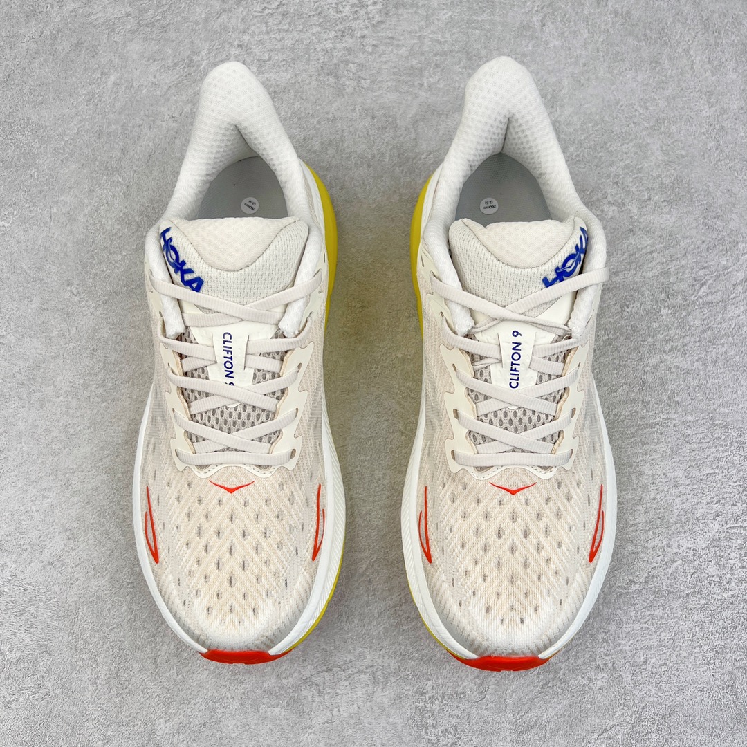  Hoka ONE ONE Clifton 9 低筒 舒适运动 防滑耐磨 透气跑步鞋 运动 波鞋  米黄