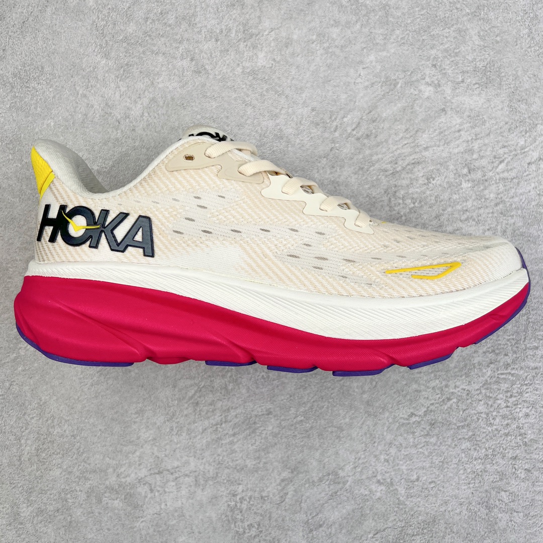  Hoka ONE ONE Clifton 9 低筒 舒适运动 防滑耐磨 透气跑步鞋 运动 波鞋 香槟白 1127895-EBDB