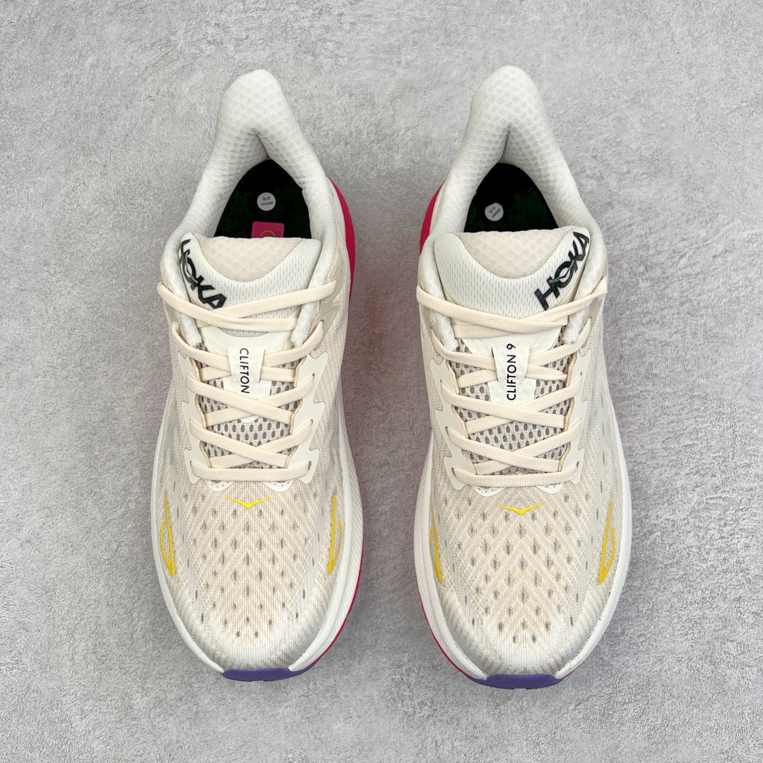  Hoka ONE ONE Clifton 9 低筒 舒适运动 防滑耐磨 透气跑步鞋 运动 波鞋 香槟白 1127895-EBDB