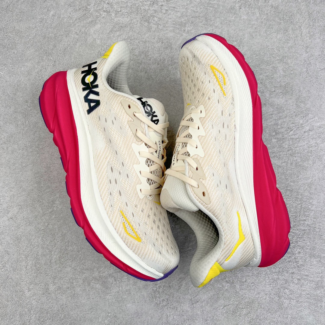  Hoka ONE ONE Clifton 9 低筒 舒适运动 防滑耐磨 透气跑步鞋 运动 波鞋 香槟白 1127895-EBDB