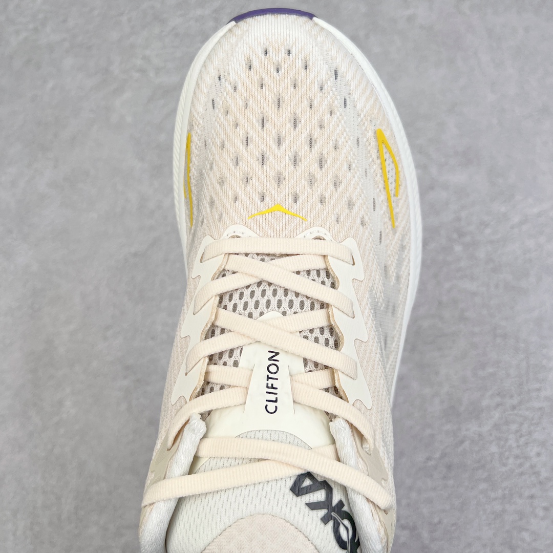 Hoka ONE ONE Clifton 9 低筒 舒适运动 防滑耐磨 透气跑步鞋 运动 波鞋 香槟白 1127895-EBDB