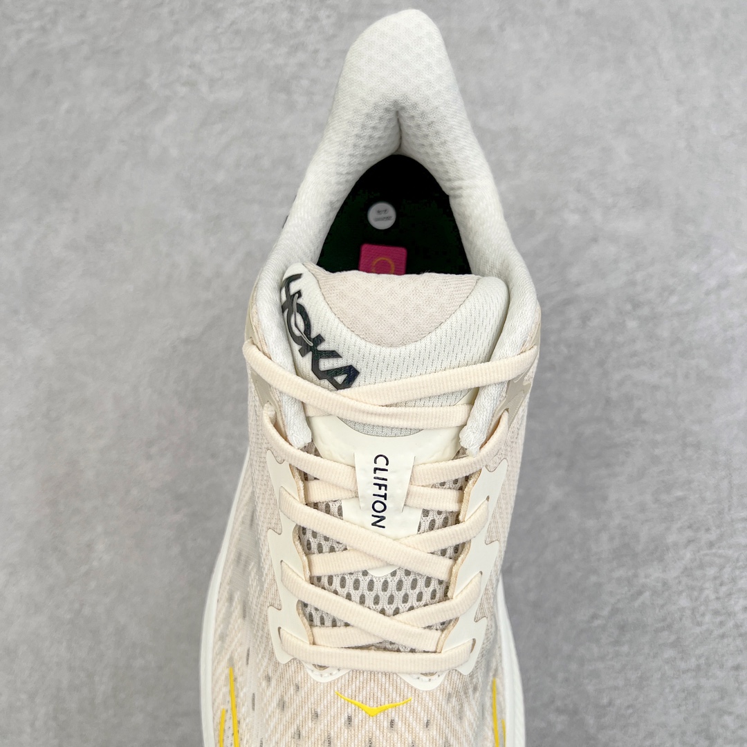 Hoka ONE ONE Clifton 9 低筒 舒适运动 防滑耐磨 透气跑步鞋 运动 波鞋 香槟白 1127895-EBDB