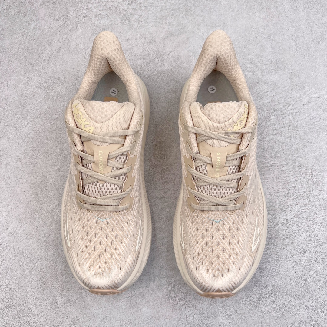 Hoka ONE ONE Clifton 9 低筒 舒适运动 防滑耐磨 透气跑步鞋 运动 波鞋 浅棕色 1127895-SSEG