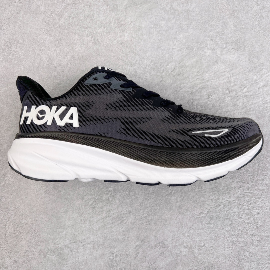 Hoka ONE ONE Clifton 9 低筒 舒适运动 防滑耐磨 透气跑步鞋 运动 波鞋 黑白 1127895-BWHF