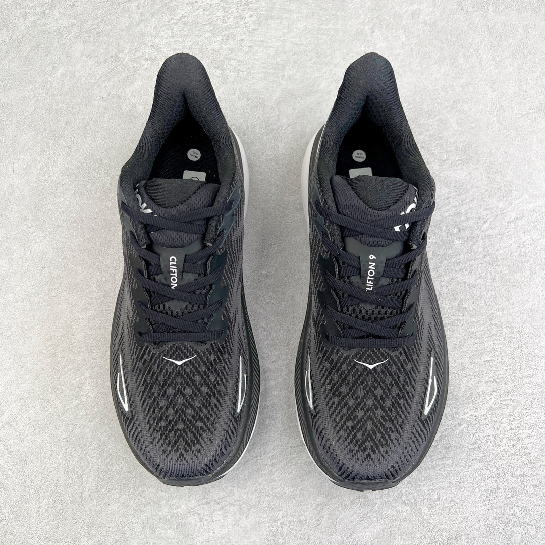 Hoka ONE ONE Clifton 9 低筒 舒适运动 防滑耐磨 透气跑步鞋 运动 波鞋 黑白 1127895-BWHF