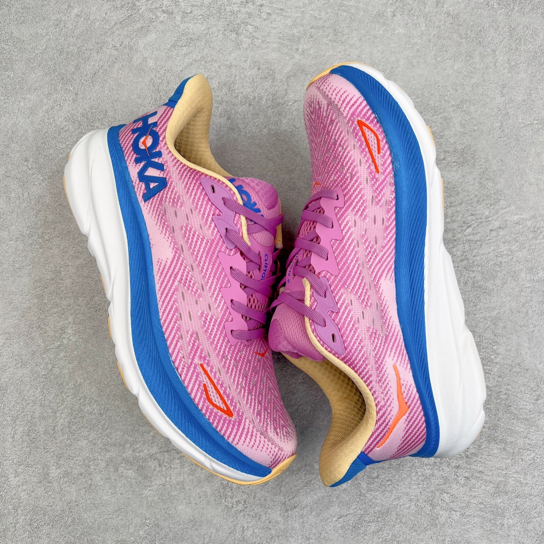 Hoka ONE ONE Clifton 9 低筒 舒适运动 防滑耐磨 透气跑步鞋 运动 波鞋 粉紫蓝 1127895-CSLC