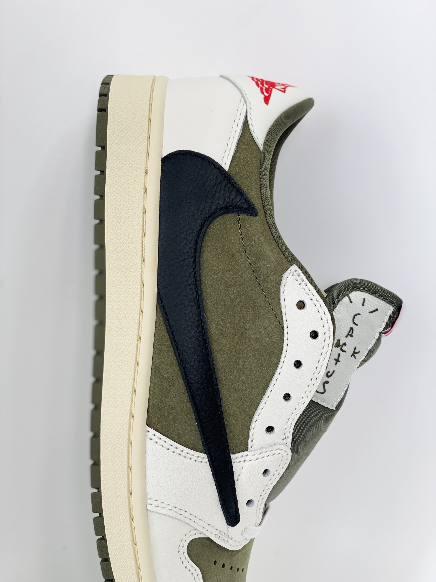  天花板 Travis Scott x Air Jordan 1 Low Medium Olive  AJ1 8.0 倒钩  低筒 倒钩 板鞋 篮球鞋 波鞋 男女同款 米绿 DM7866-200