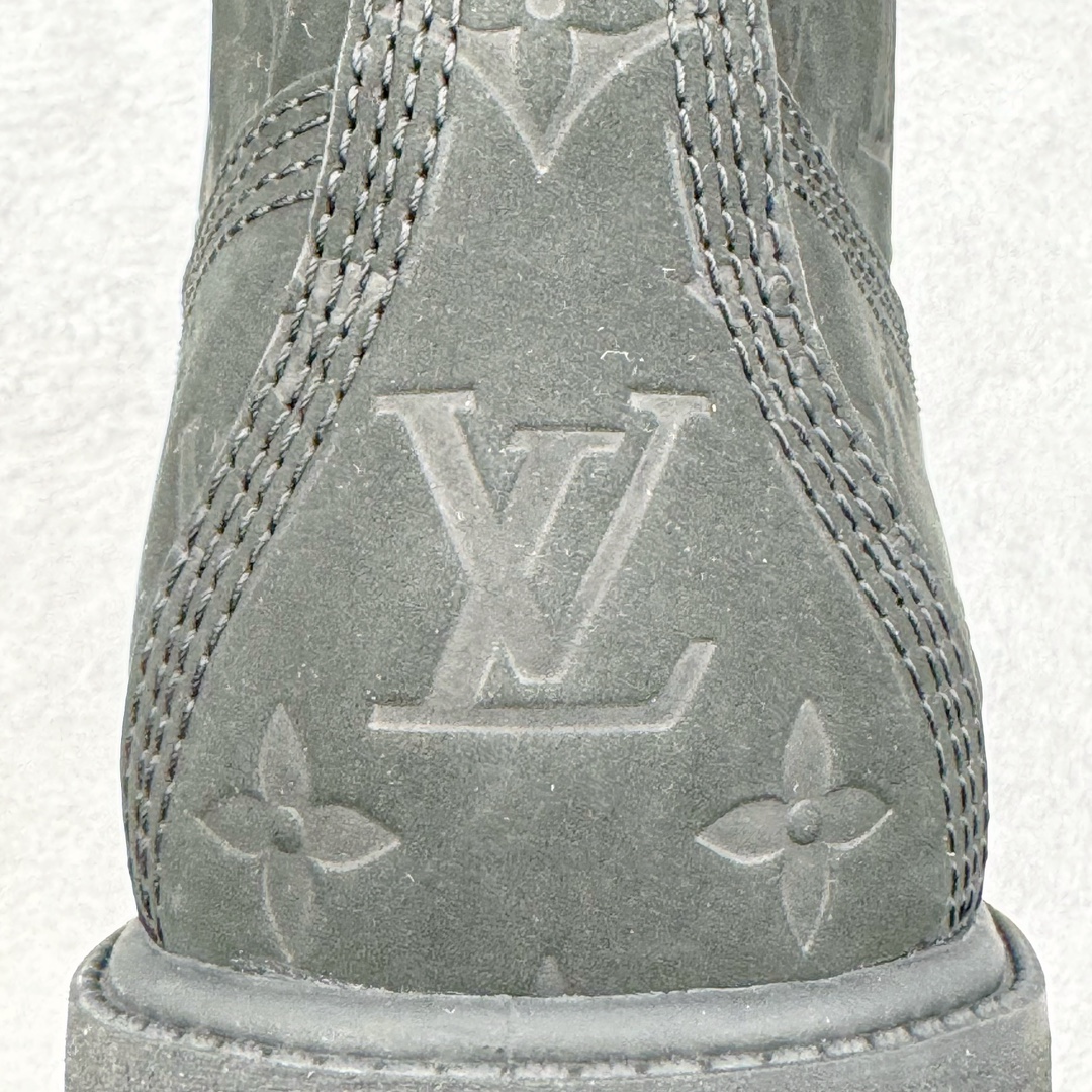  Louis Vuitton x Timberland 6英寸 满印老花 圆头 压纹防水绒面 大黄靴 马丁靴 男女同款 黑色1AD7YP