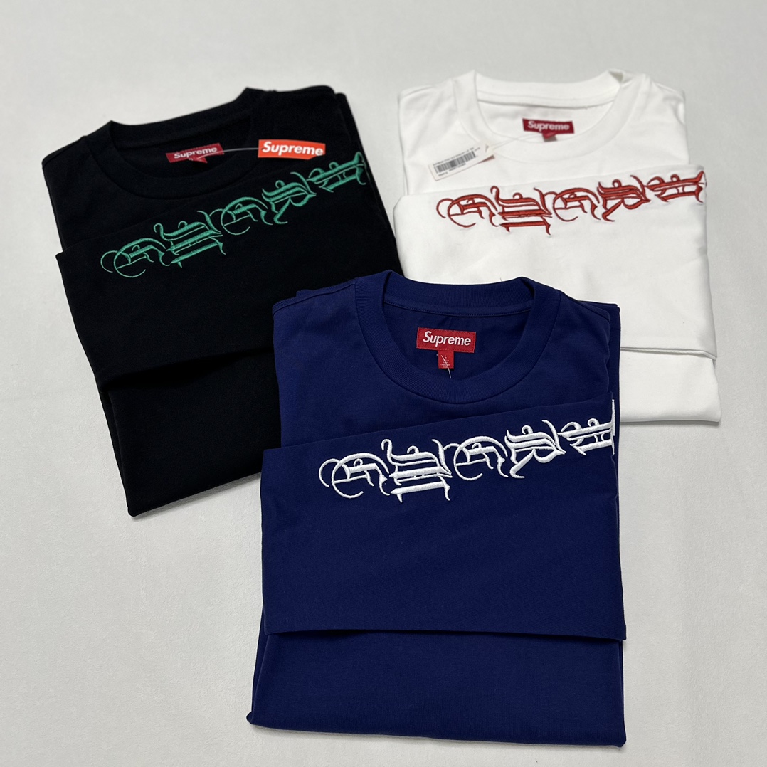  Supreme SS24 WEEK3  袖子刺绣 微标 梵文 圆领 长袖 T恤 男女同款  SUP-FW24-058