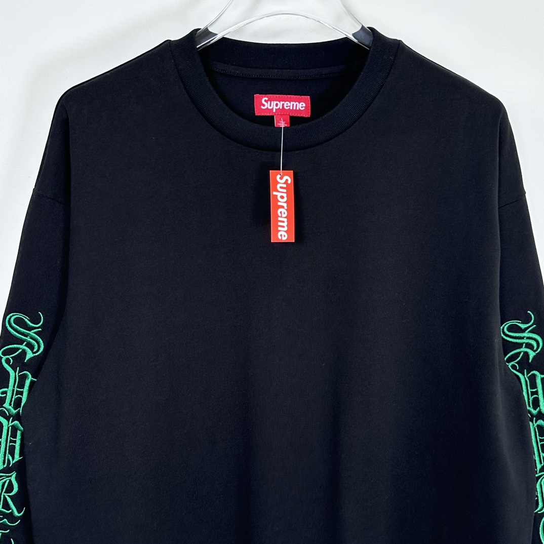  Supreme SS24 WEEK3  袖子刺绣 微标 梵文 圆领 长袖 T恤 男女同款  SUP-FW24-058