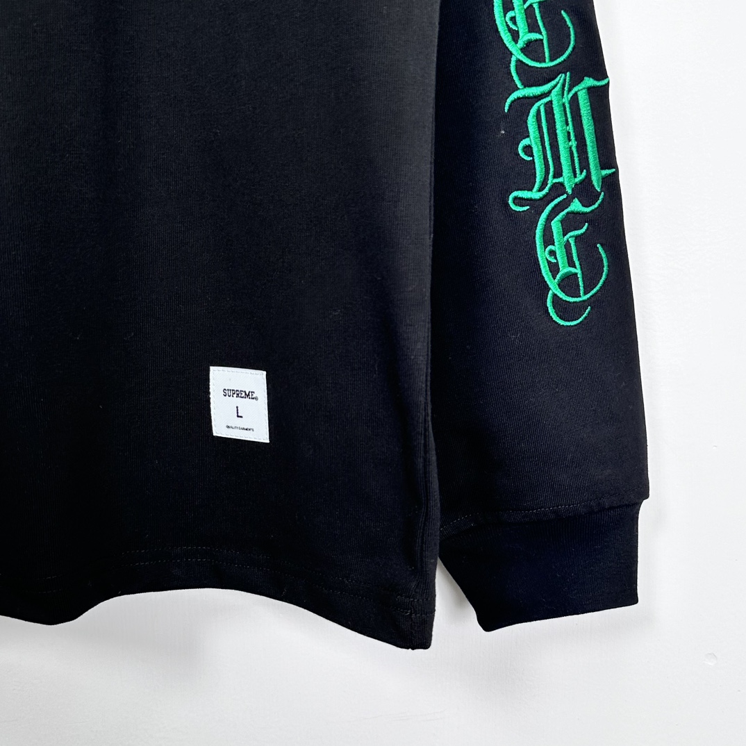  Supreme SS24 WEEK3  袖子刺绣 微标 梵文 圆领 长袖 T恤 男女同款  SUP-FW24-058